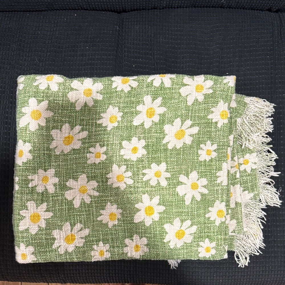 Green Floral Throw Blanket